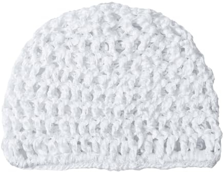 AMateschitz 2 Stück Einfarbig Netz Häkelmütze Gehäkeltes Haarnetz Snoods Netz Häkel Haarwickel Mütze Dickem Faden Mesh Häkelmütze für Frauen, Baden, Haarstyling, Einheitsgröße Weiß 20 * 15CM