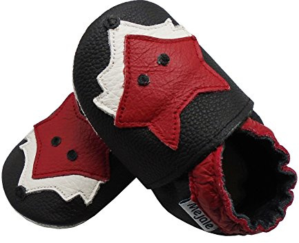 Mejale Krabbelschuhe Baby Echtleder, Lauflernschuhe mit Weicher Veloursledersohle, Atmungsaktive Barfußschuhe für Erste Schritte, Jungen Mädchen