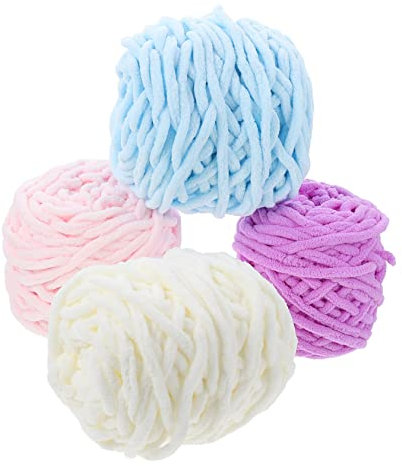 HAPINARY 4rollen Baumwollgarn Für DIY-Handwerk Strickmaterialien Webmaterial Strickzubehör Weiche Textur Strapazierfähig Farbenfroh Für Kleidung Accessoires Decken Mützen Spielzeug