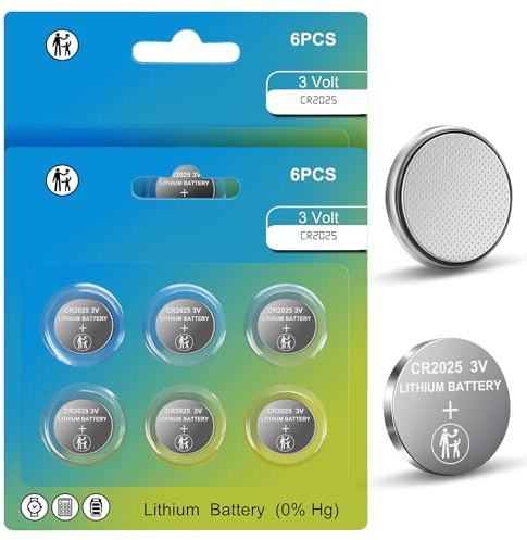 CR2025 3V Lithium Batterien Knopfzellen, Batterie CR 2025 | 12 Stück Batterien 2025 Knopfzelle 3 Volt für Auto-Fernbedienungen, Schlüsselanhänger, Glukosemonitor, Kerzen, Waagen