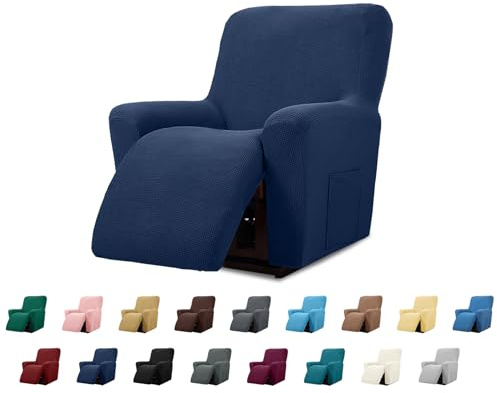 Cupuamon Recliner Chair Covers,Lazy Boy Recliner Covers Stretch Reclining Covers 1 Piece Furniture Protector with Elastic Bottom for Dog,Kids-Navy