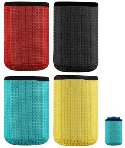 4 Pcs Non-Slip Insulated Can,Beer Cooler,Can-Cooler,Beer-Cooler Sleeve,Insulators Bottle Drink Holder, Machine Washable for Party Events Holiday Decorations Supplies,Four Colours,Portable and Durable