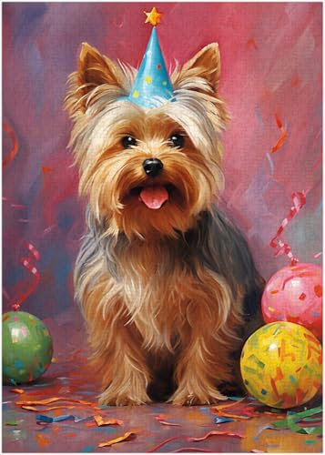 Birthday Yorkshire Terrier Jigsaw Puzzle 1000 Pieces for Adults - Celebrate with a Yorkshire Terrier Birthday Present and Gift