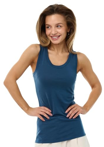 Merino.tech T-Shirt Merinos - sous Vetement Merinos Femme 100% Laine Mérinos pour Femme (XX-Large, Denim Tank Basic)
