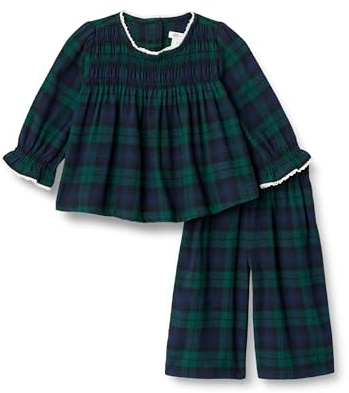 Amazon Essentials x Sofia Grainge Completo in Flanella a Maniche Lunghe Bambine e Ragazze, Verde Smeraldo Scuro Turchino Motivo Scozzese, 2 anni