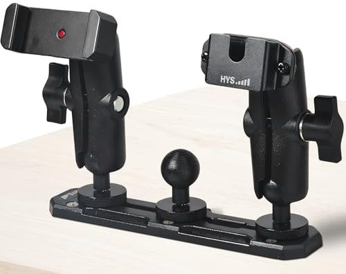 HYS Heavy-Duty Drill Radio Base, Double Socket Arm Mount with 25mm/1inch Ball W/T-Bolt, Holder Mount for 2-Way Radio & Phone, Universal Installation on Truck, Boat, Wall, Desk & Ceiling