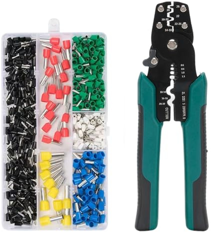 Pack of 400 VE Wire End Ferrules Set with Crimping Pliers, Wire End Ferrules for Electrical Installations, Cable End Ferrules for Household, Car and Industry