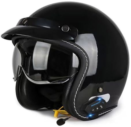 Casco Moto Caschi Jet E Demi-Jet Moto Vintage Tedesco Casco Faccia Aperta Retrò Omologato ECEDOT Donna Uomo Casco Scodella Con Occhiali Estivo Casco Da Motociclista 3,XL:61-62CM