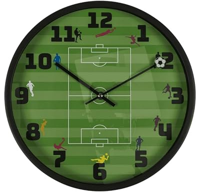 Out of the blue Glas-Wanduhr „Fußball“ – Sportliches Design für Kinder & Fans – Hochwertiges Glasgehäuse – Maße 30 × 30 × 4,5 cm – Für 1 Mignon-Batterie (AA) – In Geschenkbox
