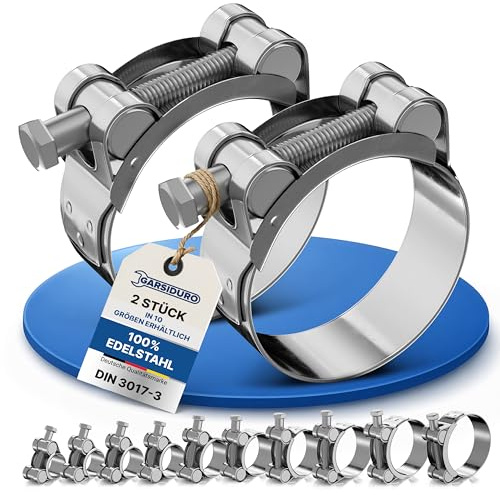GARSIDURO® Gelenkbolzenschelle Edelstahl | 32-35mm [2 Stück] rostfrei | Schlauchschellen für hohe Belastungen | Spannbackenschellen für Pool Auspuff Schelle Saugschlauch Druckschlauch Auspuffschellen