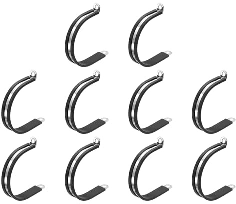 sourcing map Lot de 10 colliers de serrage en acier inoxydable de 60 mm avec rembourrage en caoutchouc pour conduits automobiles, industriels, marins et domestiques