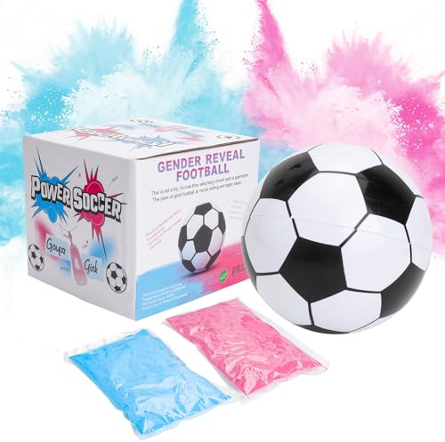 Pallone Gender Reveal 12 cm – Con polvere commestibile blu o rossa – Kit completo con 6 adesivi neri – Effetto spettacolare per foto e video, perfetto per Gender Reveal Party con fumogeni colorati