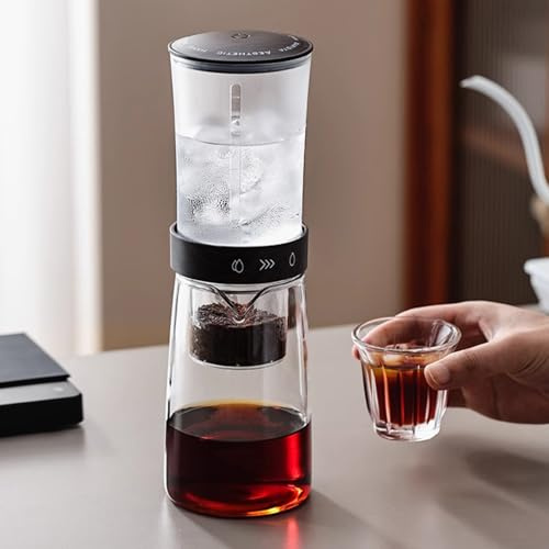 Ruiseawing Drip Cold Brew Coffee Maker Machine, Drip Iced Coffee Brew Maker, 450ml Capacity, 500-mesh High-density Filter, Borosilicate Glass Lower Pot, for Home and Office