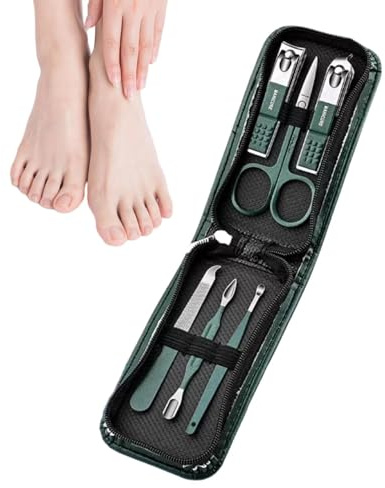 Kit per la cura delle per unghie | Set di tagliaunghie per manicure e pedicure da 6 pezzi | Kit di strumenti per pedicure tagliaunghie in acciaio con borsa per donne e uomini