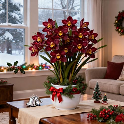 Cymbidium Orchid bulbi,perenni,Orchidea del cymbidium,Ambiente paesaggistico,Decorazione del giardino,cymbidium pianta vera(non fiori artificiali)-3pc-E