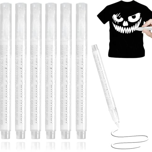 ZhongShuang 10 Stück Weiß Textilstifte Zum Malen Auf Stoff Waschfest Textilmarker Weicher Stift Für T-Shirts Hut Segeltuchschuhe Einkaufstasche