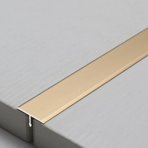 Laminatböden Übergangsleiste & Aluminium T-Form Abdeckleiste, Flache Trennwand Für Holzböden Und Fliesen, Wandnaht-Dekorleisten Schwellen(Gold,W 2cm)
