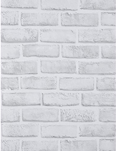 Phefop Papier Peint à Motif de Brique Blanche, Autocollant Mural en PVC de Style Unique pour Salon, Chambre à Coucher, Restaurant, avec Support Adhésif