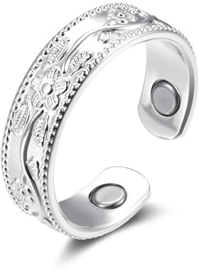 Glintara magnetisk ring för kvinnor – ny öppen justerbar ångestring med stark magnetisk kraft, silver vitalring för att gå ner i vikt och ångestreducering, mode vital ring för att främja sömn, gåva