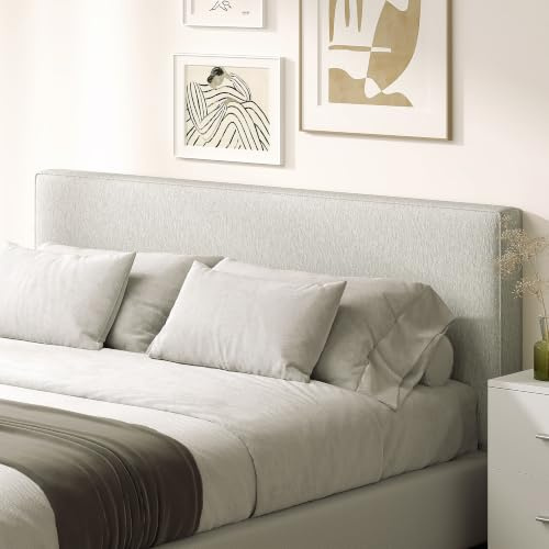 HOMCOM Kopfteil Gepolstert Wandkissen Schwebend,160 x 60 cm, Cremeweiß | mit Leinenoptik, Bettkopfteil Wandpolster für Betten und Sitzbank, Kopfteilkissen für Schlafzimmer