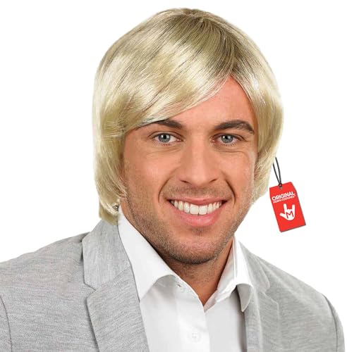 Fun Shack Braune Perücke Mann Kurz, Kurzhaarperücke Herren, Männer Perücke Kurz, Perücke Herren Braun, Perücke Männer Braun, Boybands Cosplay Perücke, Perücken Herren Fasching