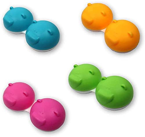 SPORTS WORLD VISION 3PCS Estuches para Lentes de Contacto con diseño Rosa Oso | Estuche Porta Lentes con Diseño Animales Lindos | Estuche de Viaje para Lentes de Contacto de diseño Ligero y portátil