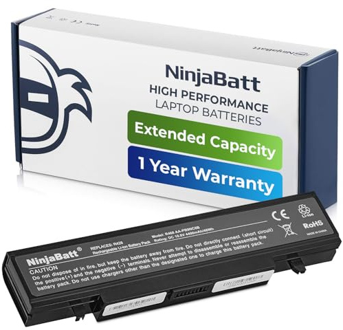 NinjaBatt Akku Samsung AA-PB9NC6B AA-PB9NS6B für Serie 3 und R-Series R730 R540 AA-PB9NC6W R530 R780 R580 RV510 R519 RV511 RV520 AA-PB9MC6W RF511 R520 R428 - Hohe Leistung [6 Zellens/4400mAh/49wh]