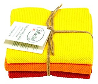 Solwang Putzlappen Orange Rot Gelb gestrickt Wischlappen Baumwolle Wischtücher Edelstahl