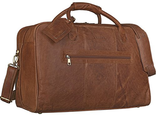 STILORD Reisetasche elegant und groß XXL Weekender Bag Sporttasche Freizeittasche Ledertasche echtes Büffel-Leder Cognac braun