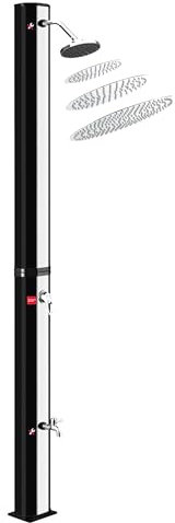Steinkirch Solar Gartendusche 35L mit Edelstahl Duschkopf Ø 200 mm Pooldusche Campingdusche Außendusche mit Fußdusche und Einhebelmischarmatur Solardusche Garten Wassertemperatur bis 65°C