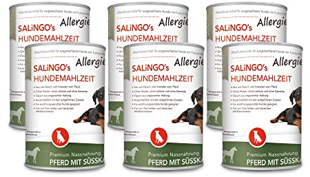 SALiNGO Premium Nassfutter für Hunde | Pferd mit Süßkartoffel & Zucchini | getreidefrei | Single Protein | hypoallergen | 6x400g