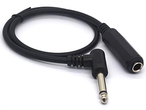 HTGuoji Rechtwinklige 6,35 Stecker auf Buchse, 1/4 Stereo TRS Kopfhörer-Verlängerungskabel für Gitarre, AMP, Synthese, Verstärker, Lautsprecher, Piano (Mono channel)
