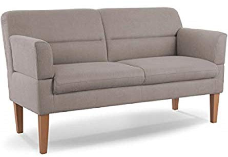 CAVADORE 2,5-Sitzer Küchensofa Kira / Sitzbank für Küche, Esszimmer oder Wohnküche inkl. Armteilverstellung / Leichte Fleckenentfernung dank Soft Clean / 168 x 94 x 81 / Flachgewebe: Hellgrau