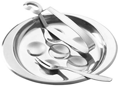 UPKOCH - Piatto per lumaca in acciaio inox, 6 scomparti con forchette, utensili da cucina, per ristorante, hotel, casa