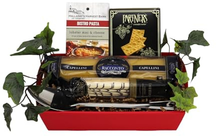 Gift Basket Village - Italian Fare Gourmet Gift Tray: Pasta, Biscotti, Crackers, Seasoning, and Mixing Spoon, Perfect for Any Occasion, Handcrafted in the USA