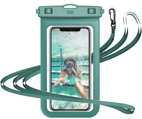 YOSH Custodia Impermeabile Smartphone, IPX8 Cover Subacquea Cellulare con Cordino Universale per iPhone 17 16 15 14 13 Pro Max XR Samsung S26 S25 S24 Xiaomi Google Pixel Fino a 7,0, Verde