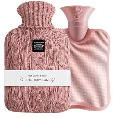 OliviaLiving 2-Liter Wärmflasche Wärmbeutel mit Strickbezug – wiederverwendbare Wärme-Kälte-Packung zur Schmerzlinderung, zum Aufwärmen, Wiedereinfrieren und die Wärme-Kälte-Therapie