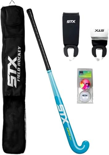 STX Field Hockey Start Pack - Junior with 32 Stick, Shin Guards, Bag & Balls, Black/Teal