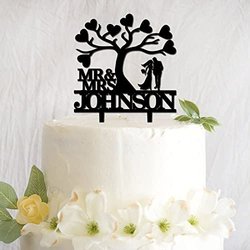 Funlucy Tortenaufsatz für Bräutigam und Braut zusammen unter den Herzen – Elegante Tortendekoration für Hochzeitstag – Mr and Mrs – romantische Hochzeitsfeier Dekorative Kuchendekoration