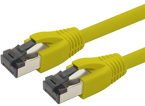 1aTTack.de 10m Cat 8 network cable CAT8 cable yellow - 1 piece Cat.8 Lan 2000 MHz 40 Gbit s 40GBase-T Poe+ patch cable Ethernet cable LSZH - 1 x 10 meter yellow
