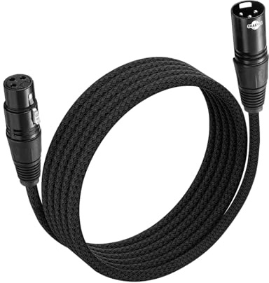 Shaevle Mikrofonkabel XLR Stecker auf XLR Busche Kabel Schwarz (3M) Kompatibel mit Mikrofone oder andere Studio Ausrüstung an einen PA, Mischpult oder Aktivlautsprecher