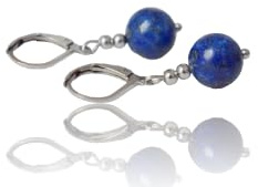 Lapislazuli Creolen Ohrringe, Huggie mit Lapis lazuli Anhänger, Kugelohrringe, dunkelblau Stein Ohrhänger, Blau Perlen Hoop, Edelstein Schmuck, Muttertag Geschenk
