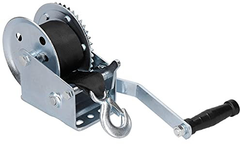 Ausla 1200LBS Hand Winch, Carbon Steel Heavy Duty Frame Hand Crank Winch 8M Strap Boat Trailer Gear Winch Manual Winch Wire Rope Lifting Tools