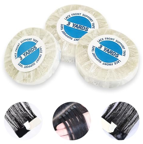 3 Rolle Kleber Extensions, Wasserdicht Und Schweißfest Klebestreifen, TPU-Material, Langanhaltendes Klebriges Tape, 0.8CM*3Yards für Hair Extensions (Weiß)