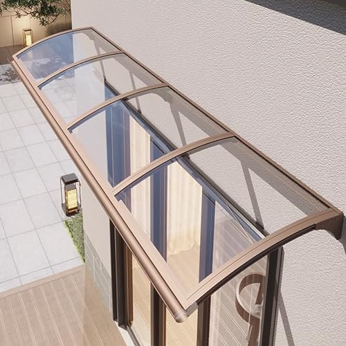 Zlovne Marquise de Porte d’Entrée en Polycarbonate Transparent,Auvent de Porte d'Entrée Résistante Toit Abri Contre la Pluie et UV,Auvent Fenêtre Auvent Arqué,avec Accessoires (80x120cm/32 x47)