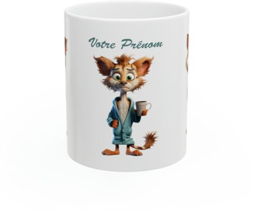 Jm-Déco Mug personnalisé Personnalisable Chat Café avec prénom ou Petit Texte - Idée Cadeau - Tasse Humour Rigolo Fun