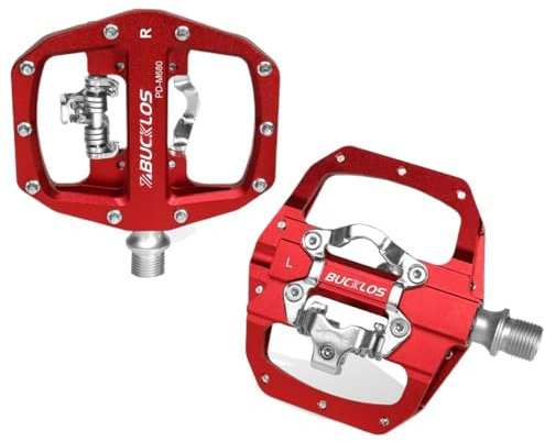 Pedale Fahrrad Pedale Kontakt MTB Bike Cleat Pedal Flache Dual Funktion Mountainbike Pedal Fit System Lager Fahrrad Plattform Pedal Fahrradpedale (Color : Red Pedal)