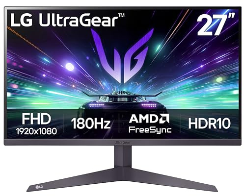 LG Moniteur de Jeu Ultragear 27GS50F-B 27 FHD (1920 x 1080) avec 180 Hz, 1 ms MBR, HDR10, AMD FreeSync, HDMI, DisplayPort, Design pratiquement sans Bordure à 3 côtés, Noir