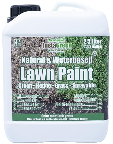 InstaGreen Premium Grass Paint 2.5 liters / 2/3 US gallon - ready-to-use grass paint for lawns and hedges - lawn paint against yellow grass - naturally water-based sprayable biodegradable