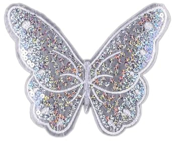 Anevous 4 Stück Pailletten Schmetterling Patch,13,7x17cm Stickerei Schmetterling Applikation,Spitze Stickerei Aufnäher,Reparatur Patches,Appliques für Kleidung,Brautkleid Hochzeit,Nähen Handwerk,